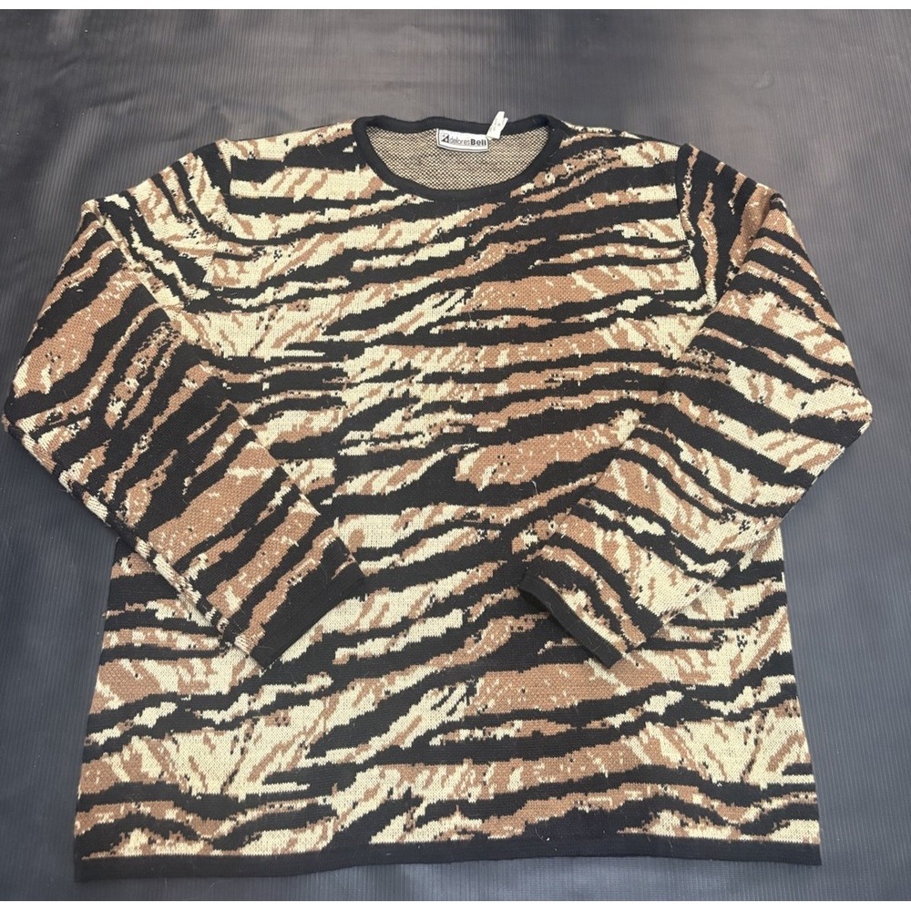 Sick 90's Y2K Vintage Delores Bell Tiger Stripe Pullover Sweater M-L